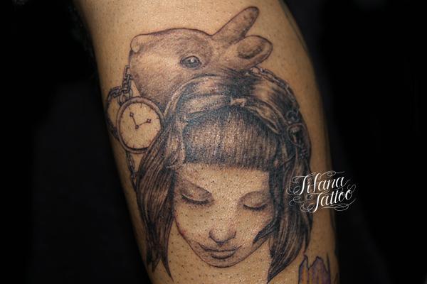 女の子とうさぎのタトゥー ギャラリー Tifana Tattoo 東京 渋谷のタトゥースタジオ