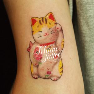 招き猫の刺青作品