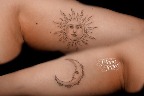太陽と月のペア タトゥー ギャラリー Tifana Tattoo 東京 渋谷のタトゥースタジオ