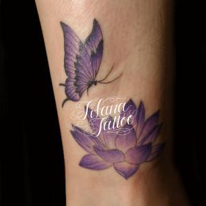 紫色の蝶|蓮のタトゥー