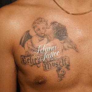 天使と悪魔と文字のタトゥー