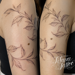 葉|茎のファインライン・タトゥー