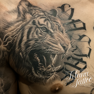 虎|タイガーのファインライン・タトゥー