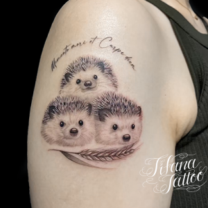 ハリネズミ|麦|文字のポートレート・タトゥー